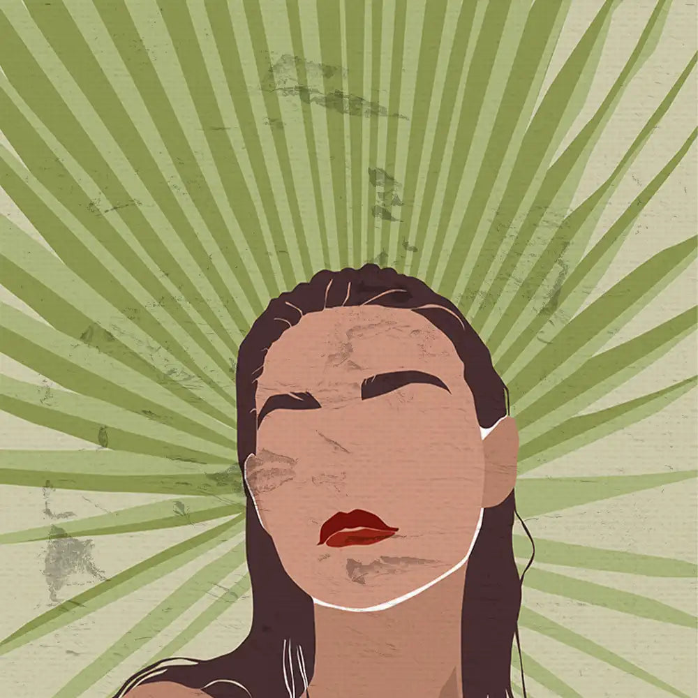 Woman with Fan Palm by Unknown Artist - Final Mockup Example