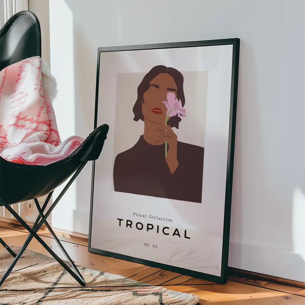 Woman with Pink Rose by Unknown Artist - Art Print Mockup 3