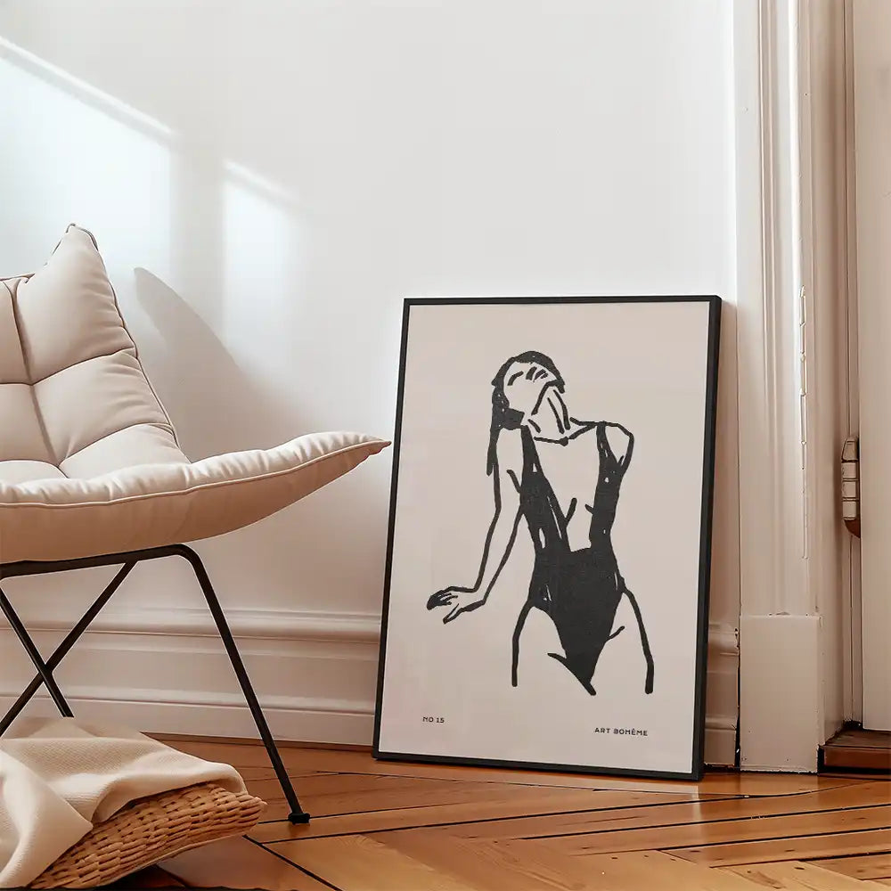 Dynamic Pose in Ink by Unknown Artist - Art Print Mockup 3