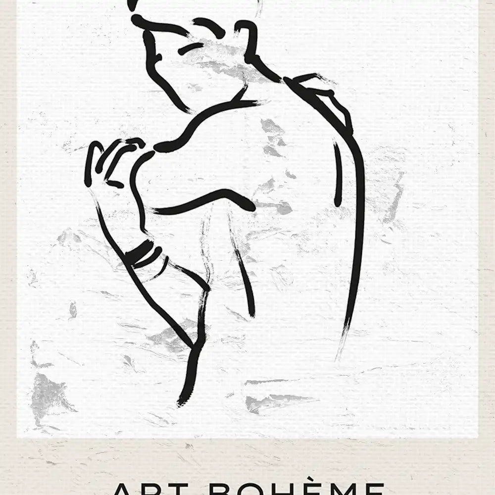 Modern reprint of a famous painting featuring a stylized figure with a minimalist design, showcasing artistic expression with the text "Art Bohème" at the bottom.