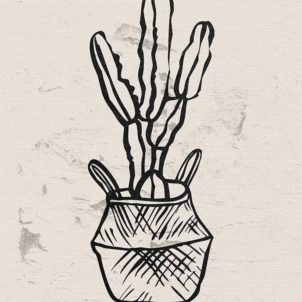Modern minimalist poster featuring a cactus in a decorative pot, perfect for home decor.