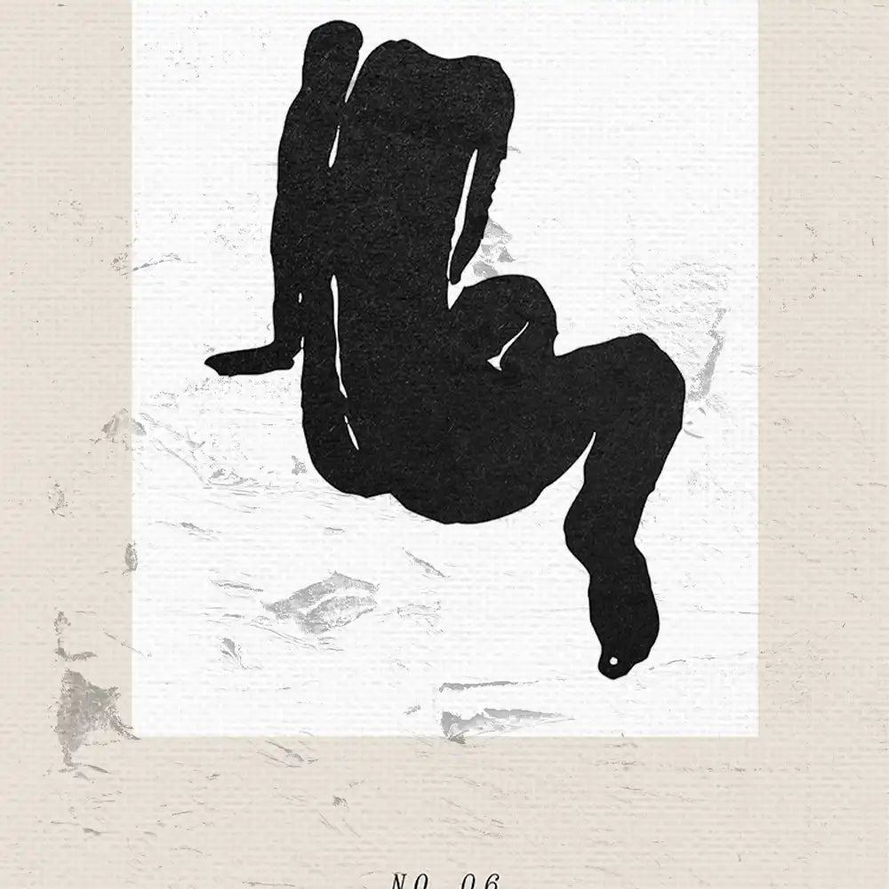 Modern abstract art poster featuring a black silhouette figure on a textured background, perfect for contemporary home decor.