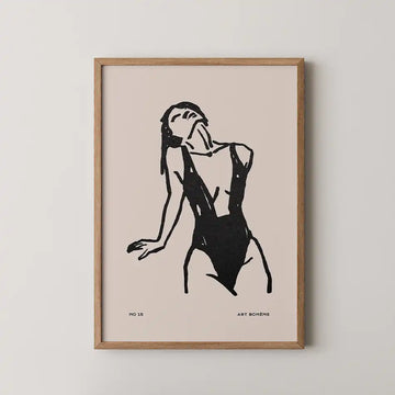 Dynamic Pose in Ink by Unknown Artist - Fine Art Print